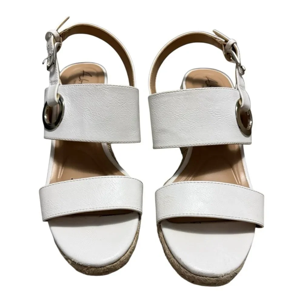 Abella White Espadrille Wedge Sandals